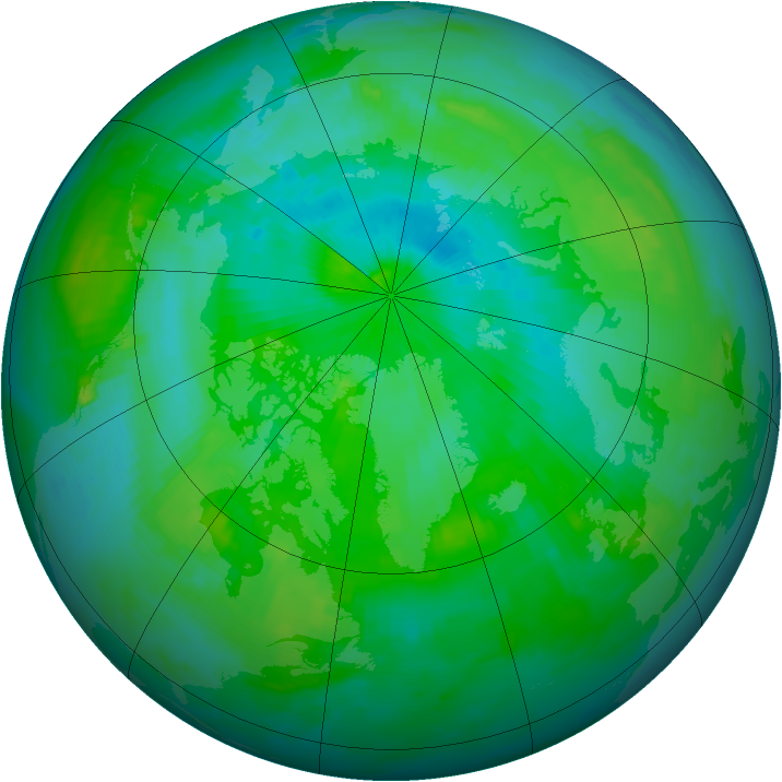 Arctic ozone map for 11 August 1996